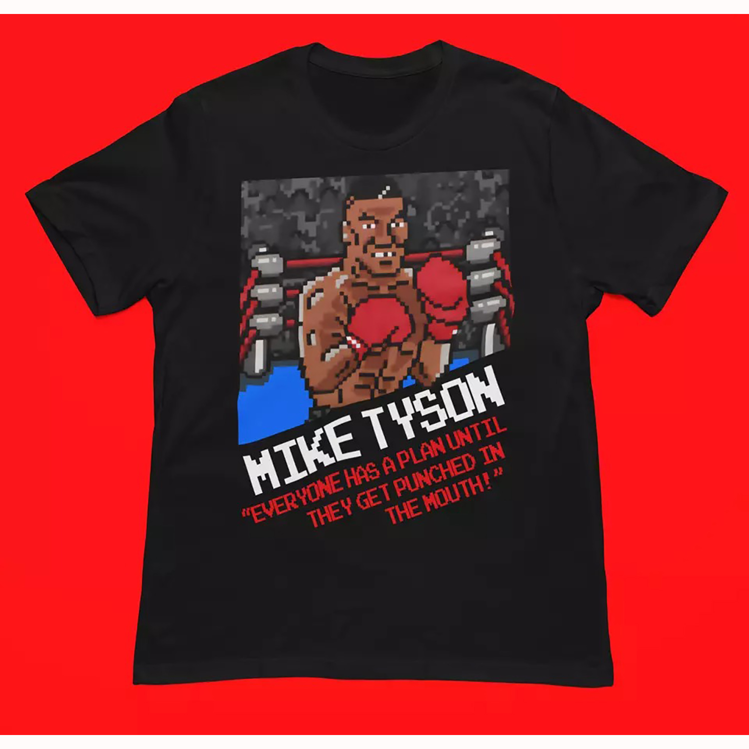 Mike Tyson Jake Paul Fight Punchout Everyone Plan Punched Mouth Jersey TShirt Tshirt, L, BLACK