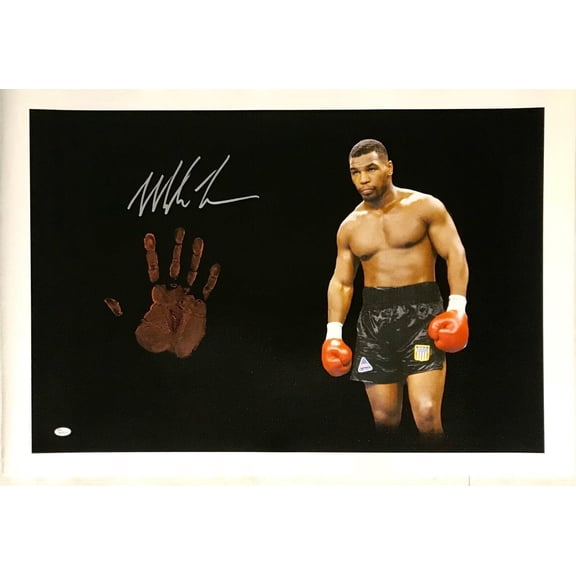 Mike Tyson Original Handprint Unstretched 20x36 Canvas Signed JSA #4 WP276714