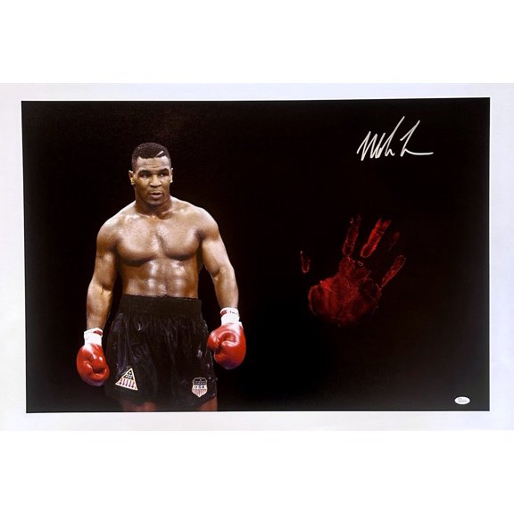 Mike Tyson Original Handprint Unstretched 20x36 Canvas Signed JSA WP276775 COR