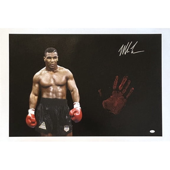 Mike Tyson Original Handprint Unstretched 20x36 Canvas Signed JSA WP276782 COR