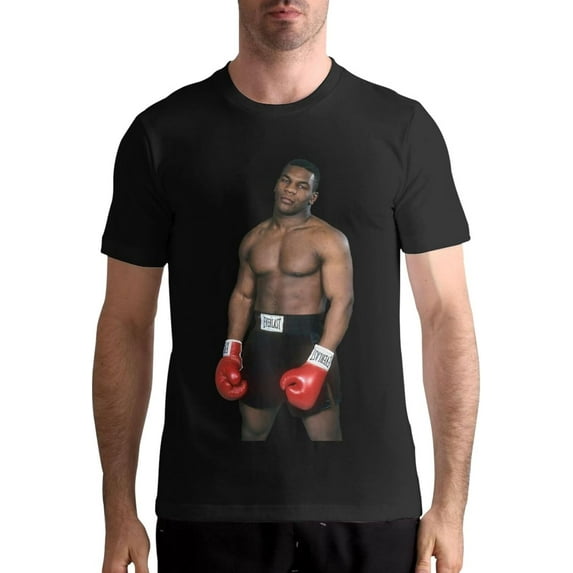 Mike Tyson Short Shirt Men's T-Shirt Short-Sleeved Tees Shirt Summer Cotton Top Black