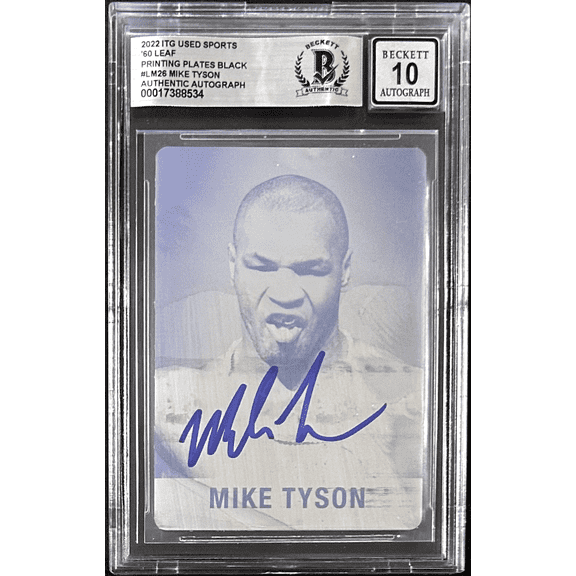 Mike Tyson Signed 2022 Leaf Printing Plate Black #LM26 Beckett 17388534 Auto 10
