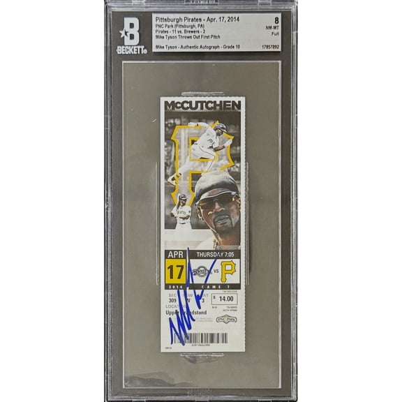 Mike Tyson Signed First Pitch Pirates Game Full Ticket Beckett 8 NM-MT 17857892