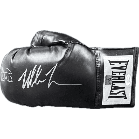 Mike Tyson & Evander Holyfield Signed Autograph Black Boxing Glove JSA Left