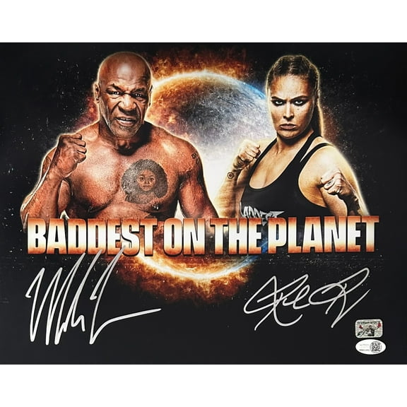 Mike Tyson & Ronda Rousey Signed Baddest On the Planet 11x14 Photo JSA Authentic