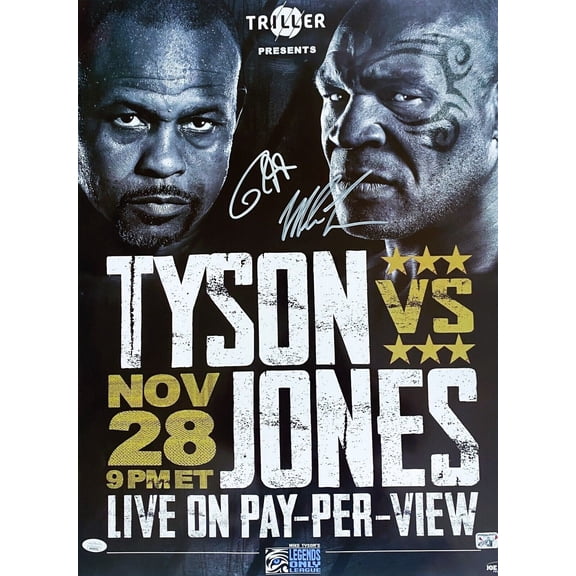 Mike Tyson & Roy Jones Jr.  Fight Poster JSA & Tyson Exclusive Authentication