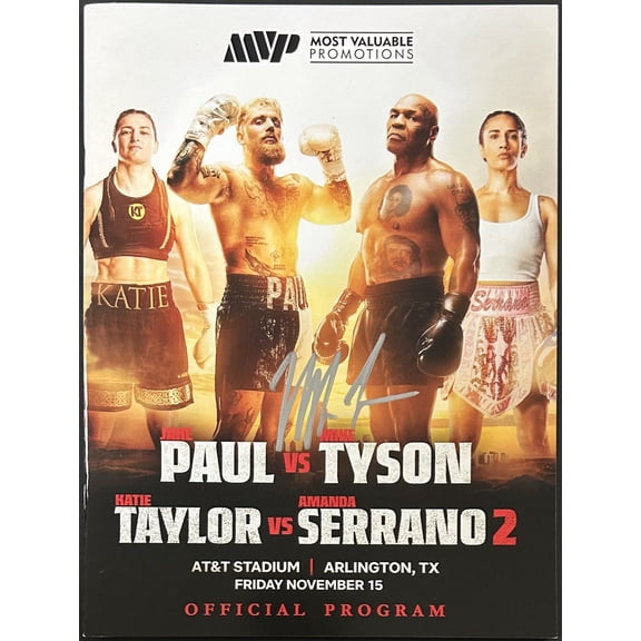 Mike Tyson vs Jake Paul Signed Fight Program JSA WB913294 Authenticated