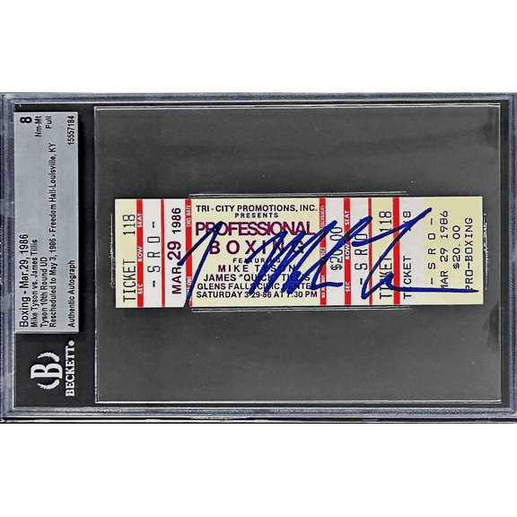 Mike Tyson vs James Tillis Signed Full Ticket Beckett 10th Round UD