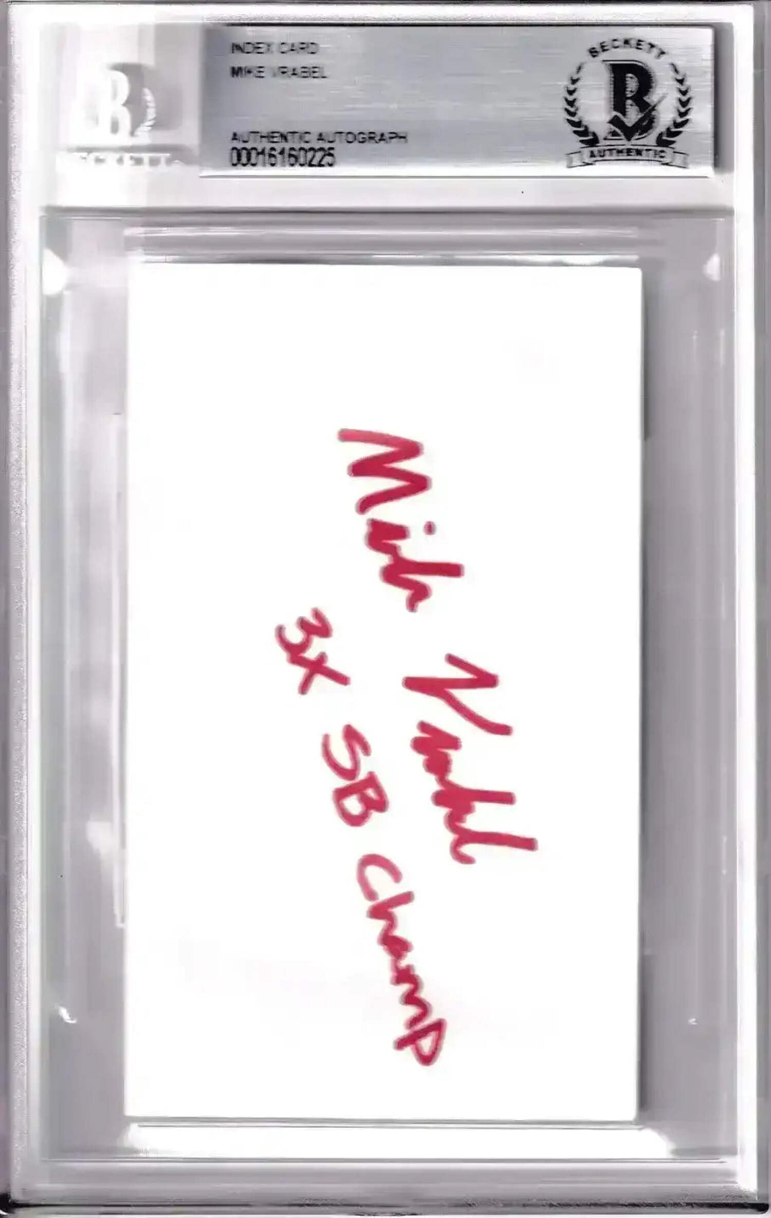 Mike Vrabel signed index card with 3X SB Champ BAS certified Patriots