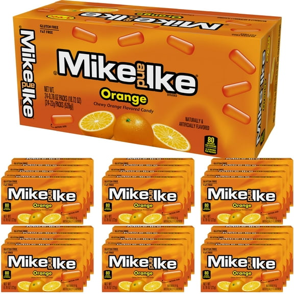 Mike and Ike Orange Candy, 0.78 Ounce Box (Pack of 24), Chewy Candy, Vending Machine Candy, Orange Candy