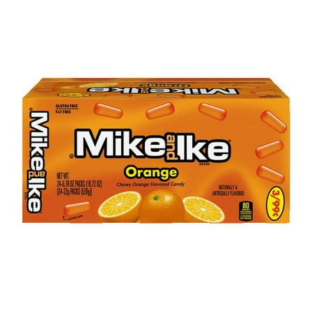 Mike and Ike Orange Candy - 0.78 oz Box, Pack of 24 - Fat-Free, Gluten-Free