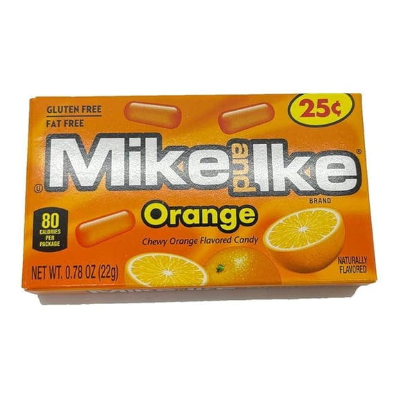 Mike and Ike Orange Chewy Candy, 0.78 oz Boxes, 24 Count Display