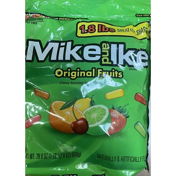 Mike and Ike Original Fruits Chewy Candy 28.8 oz Candies Resealable Bag 1.8 lbs