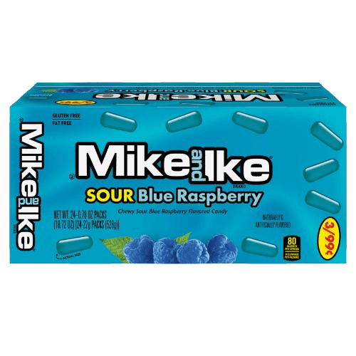 Mike and Ike Sour Blue Raspberry 0.78 oz. Box  - Case of 24