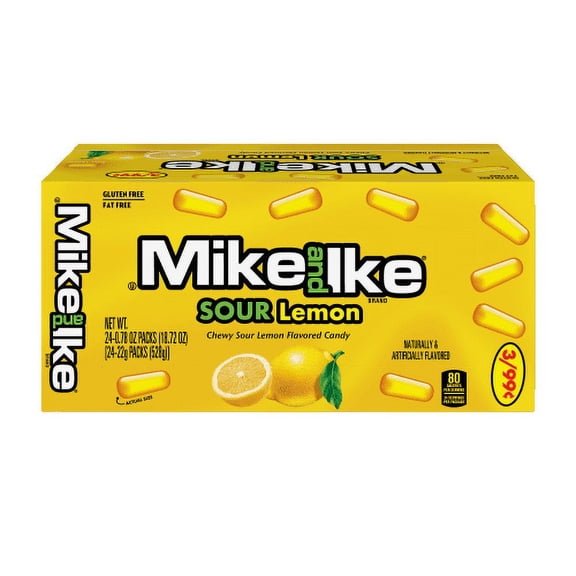 Mike and Ike Sour Lemon Candy, Tangy Chewy Candies, 0.78 oz (Pack of 24)