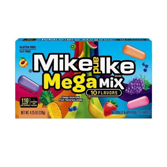 Mike and Ike Candy, Mega Mix, 4.25oz Theater Box, Pack of 12 SHO8