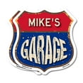 thumbnail image 1 of Mike's Garage (2 Pack) 6 inch X 6 inch Shield Shaped Commercial Grade Plastic Signs Weather Resistant, UV Protected To last, Gift for Dads and Uncles Classic Americana Crafted in the, 1 of 6