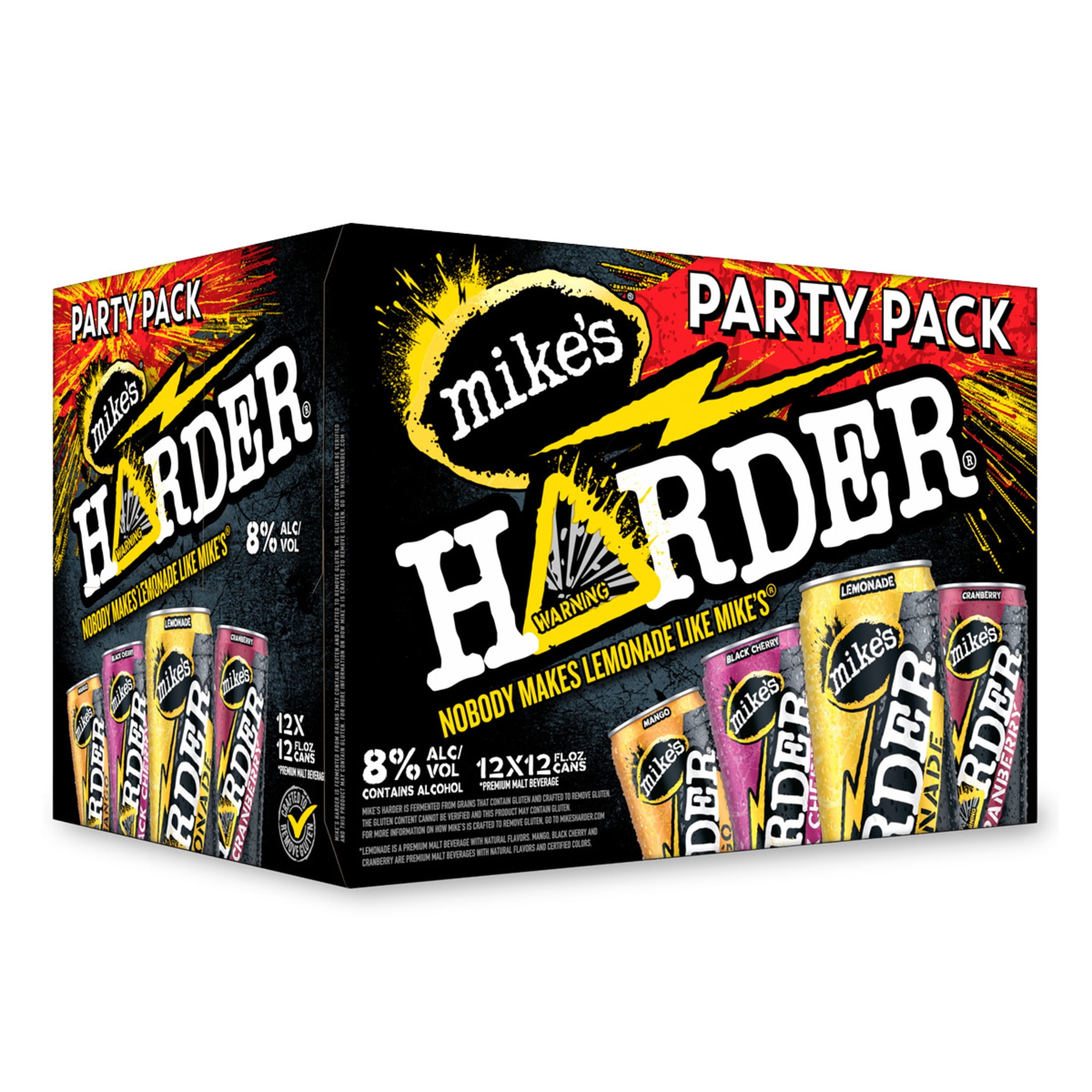 Mike's Harder Lemonade Party Variety Pack, 12 Pack, 12 fl oz Cans, 8% ...