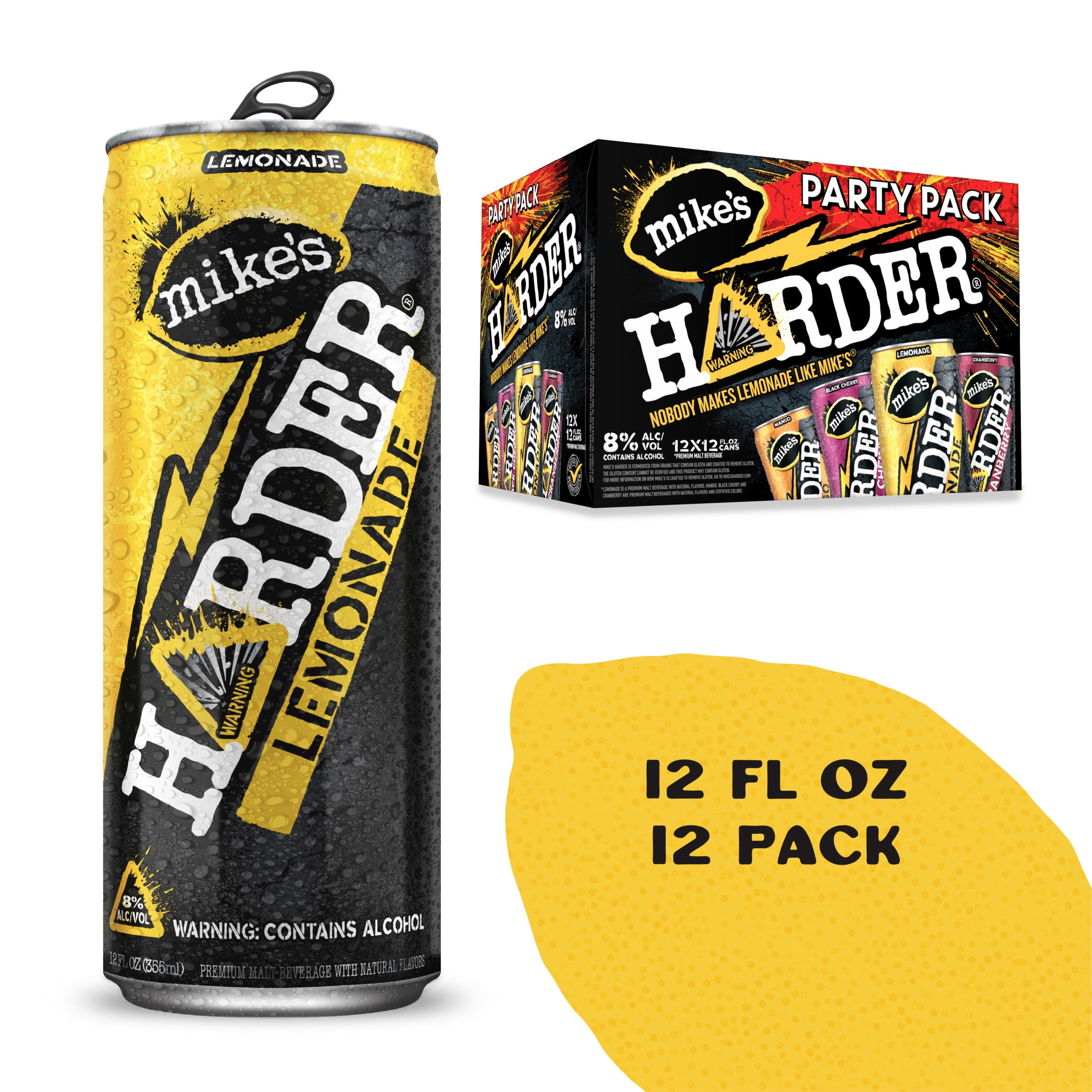 Mike's Harder Lemonade Party Variety Pack, 12 Pack, 12 fl oz Cans, 8% ABV