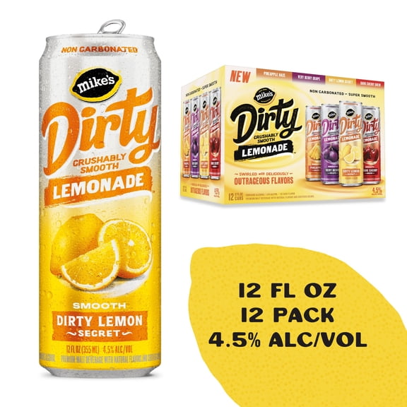 Mike's Hard Dirty Lemonade Variety Pack, 12 Pack, 12 fl oz Cans, 4.5% ABV