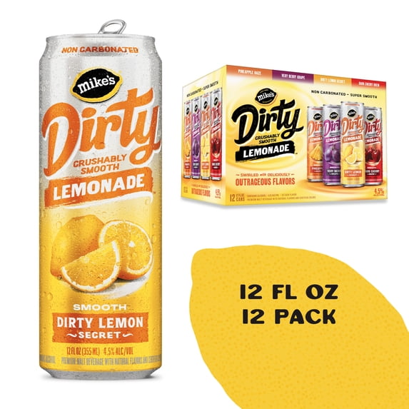 Mike's Hard Dirty Lemonade Variety Pack, 12 Pack, 12 fl oz Cans, 4.5% ABV