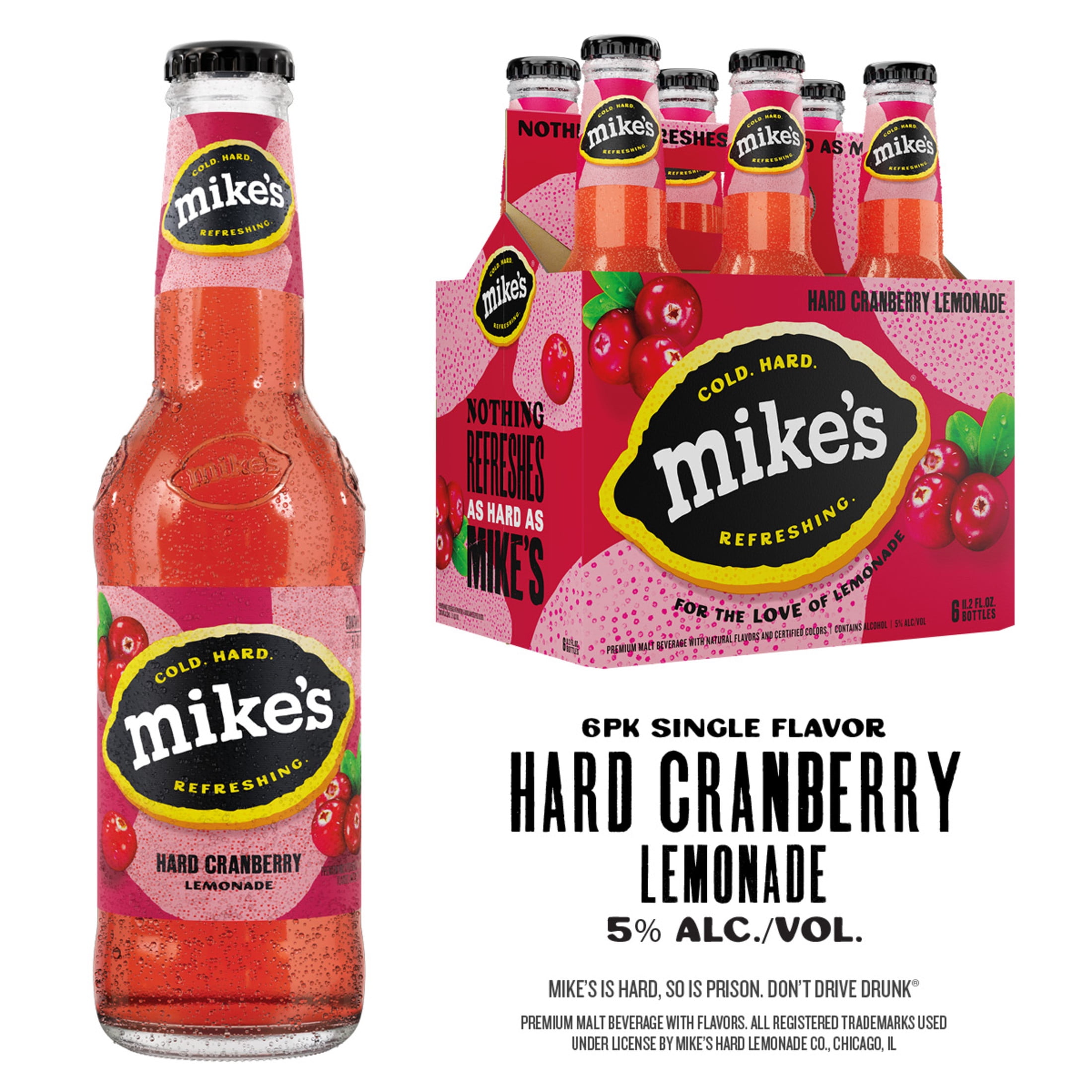 Mike's Hard Lemonade Cranberry, 6 Pack, 11.2 fl oz Bottles, 5% ABV