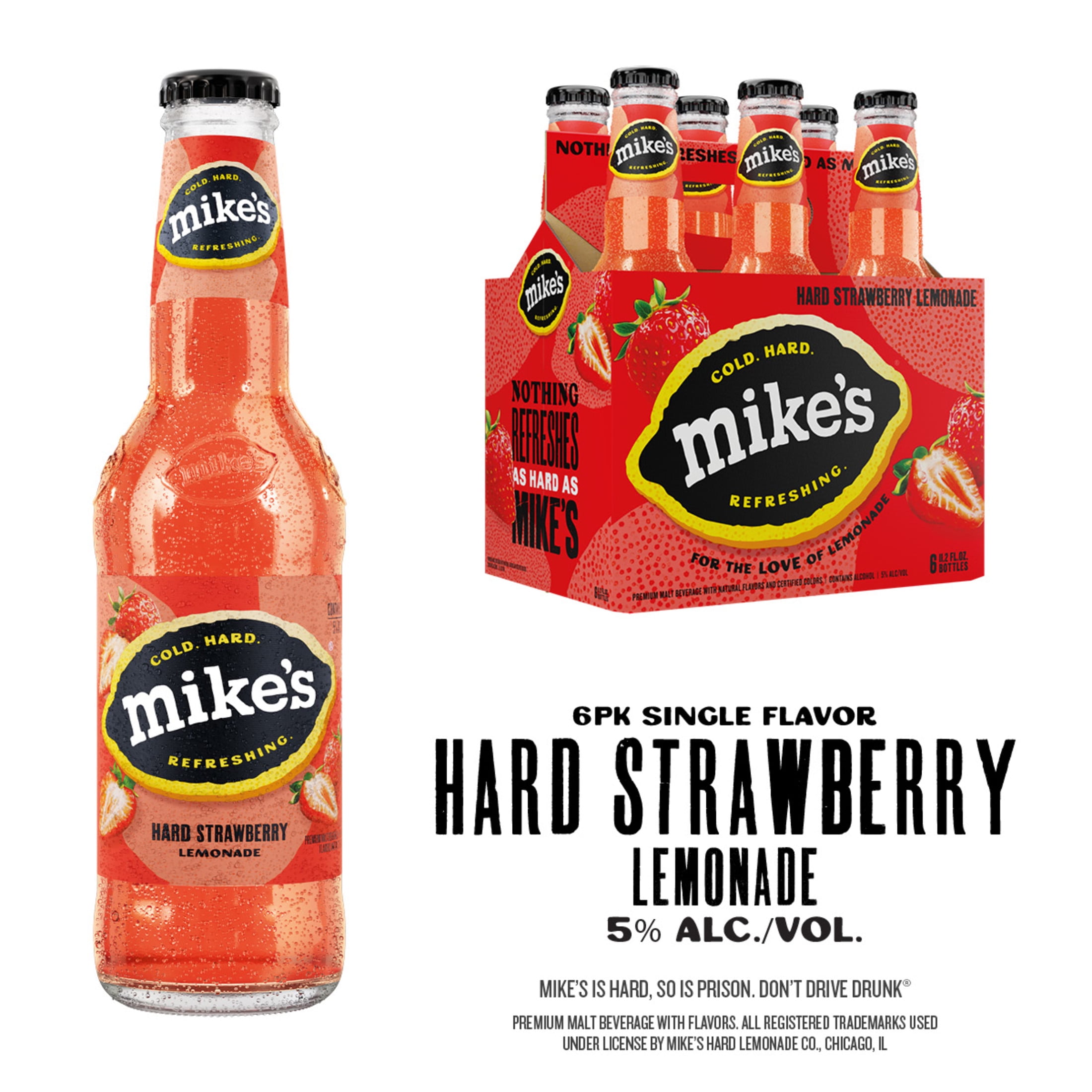 Mike's Hard Lemonade Strawberry, 6 Pack, 11.2 fl oz Bottles, 5% ABV