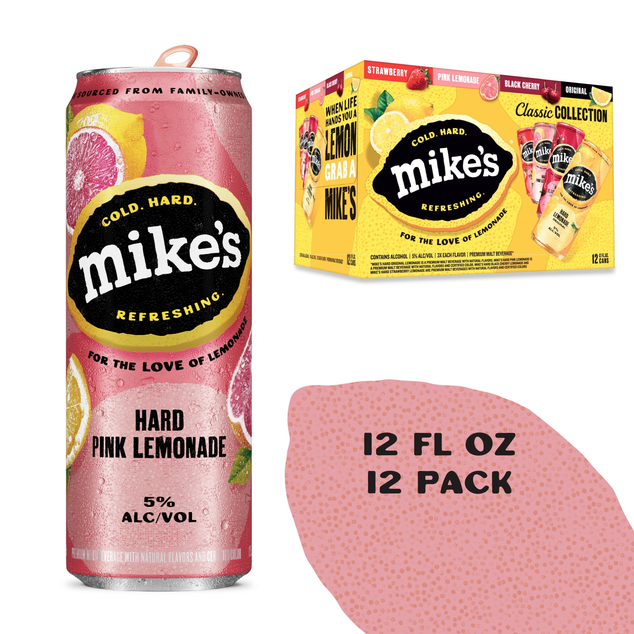 Mike's Hard Lemonade Variety Pack, 12 Pack, 12 fl oz Cans, 5% ABV