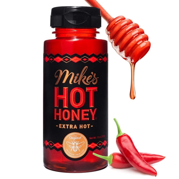 Mike's Honey,ITSCExtra Hot, America's #1 Brand of Honey, Spicy Honey Infused with Chili Peppers, Gluten-Free, Paleo-Friendly, Sweet Heat, Perfect for Sauce Lovers (10oz Bottle, 1 Pack)