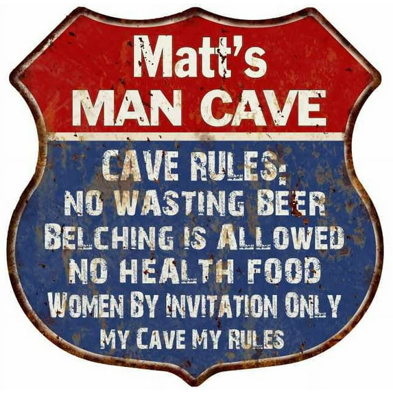 Mike's Man Cave Rules Sign Shield Metal Gift 211110023094