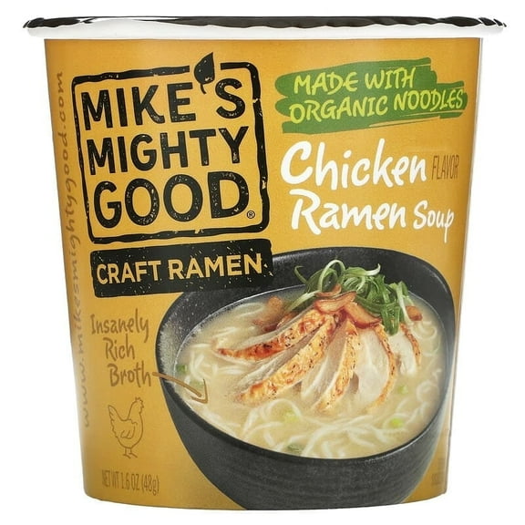 Mike's Mighty Good, Craft Ramen Cup, Chicken Ramen Soup, 1.6 oz (48 g) Pack of 4