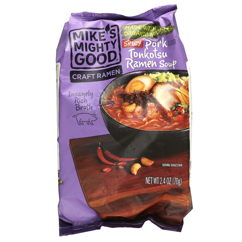 Mighty Mike's Ramon Mike's Mighty Good, Craft Ramen, Spicy Pork Tonkotsu Ramen Soup, 2.4 oz ...