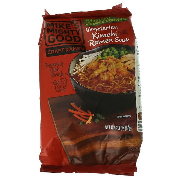 Mike's Mighty Good, Craft Ramen, Vegetarian Kimchi Ramen Soup, 2.3 oz Pack of 2