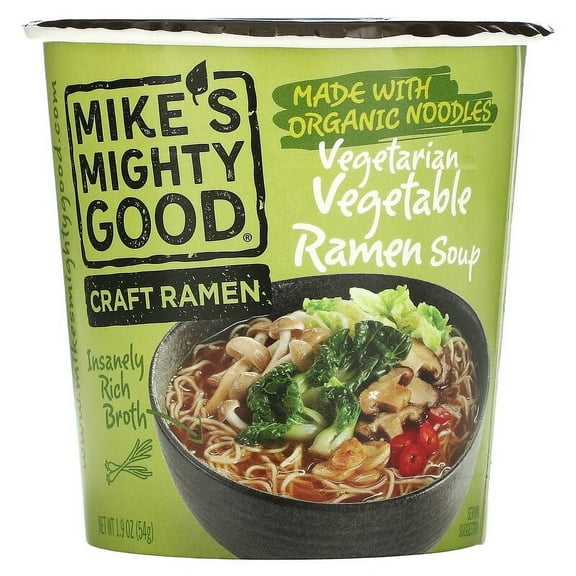 Mike's Mighty Good, Craft Ramen, Vegetarian Vegetable Ramen Soup, 1.9 oz Pack of 2