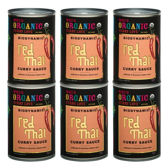 Mike's Organic & Biodynamic Red Thai Curry Sauce 6 x 13.5 fl oz Tin Cans