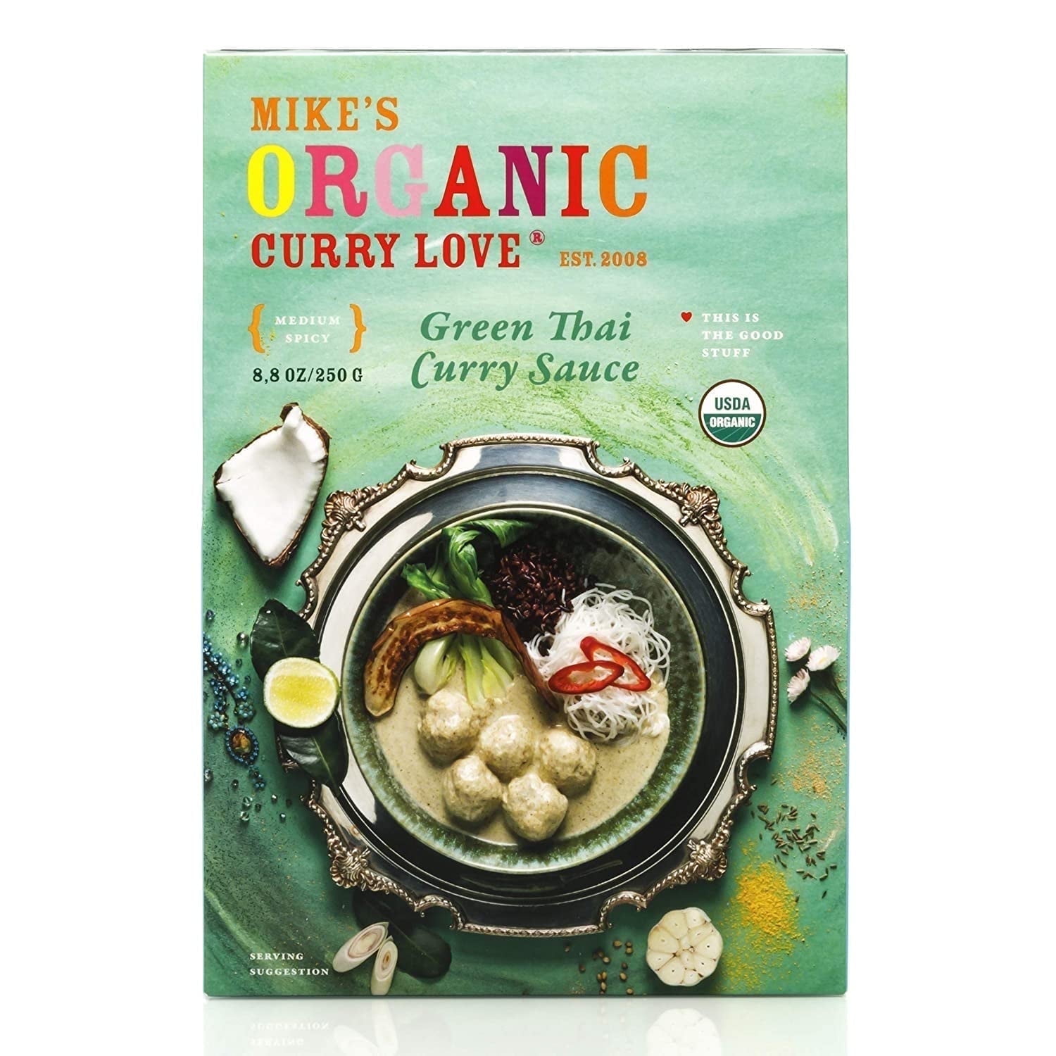 Mike's Organic Curry Love Curry Sauce Green Thai 8.8 oz Pack of 2