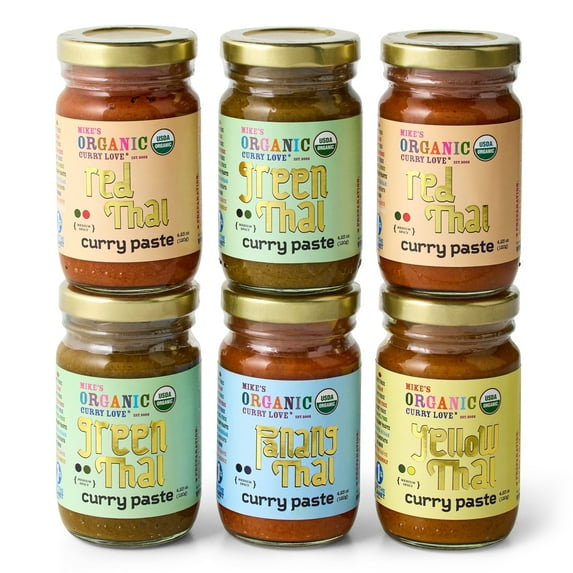 Mike's Organic Thai Curry Paste Variety Pack - 6 x 4.23 oz Glass Jars