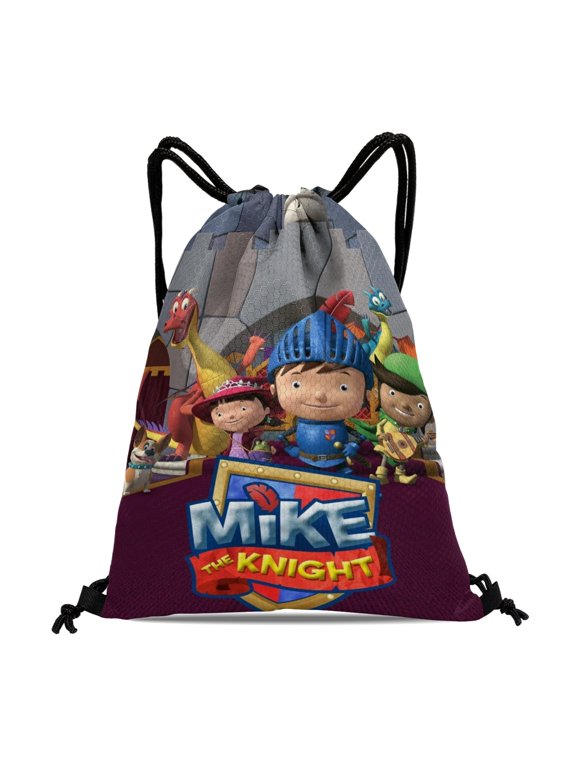 Mike the Knight Drawstring Backpack Bag Party Favors Goodies Merch Gym Waterproof Swimming Beach Fans