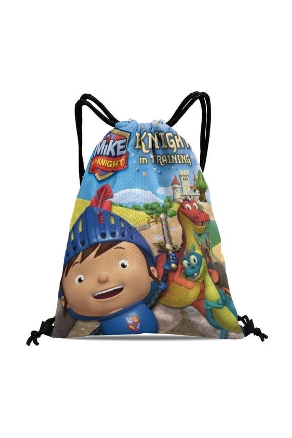 Mike the Knight Drawstring Backpack Bag Party Favors Goodies Merch Gym Waterproof Swimming Beach Fans