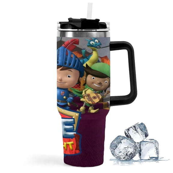 Mike the Knight-theme Insulated Stainless Steel Tumbler with Handle Gifts For Family Friends Fans and Straw Fits in Standard Cup Holder 40 OZ