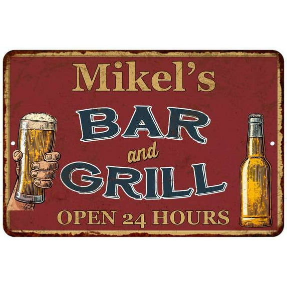 Mikel's Red Bar and Grill Rustic Sign Decor 8x12 208120045370