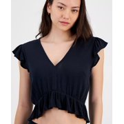 Miken BLACK Juniors' Ruffled Cover-up Top, US X-Large
