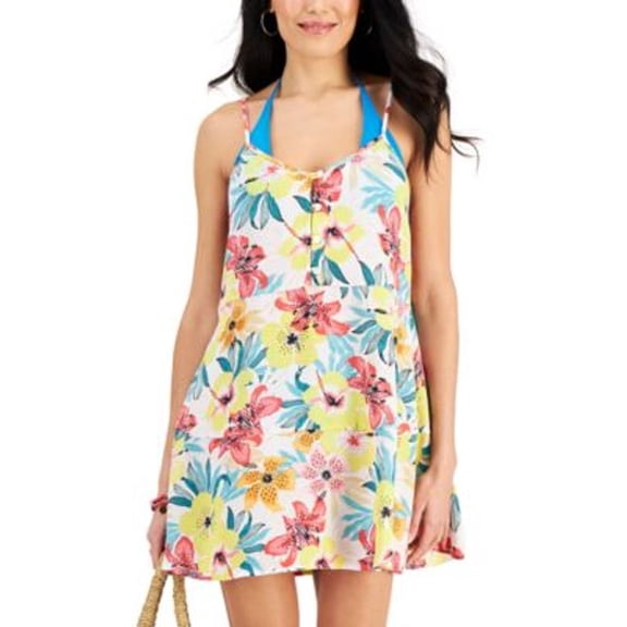 Miken Juniors' Printed Tiered Cover-Up Dress, Created for Macy's Women's Swimsuit