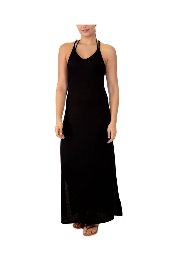 Juniors’ Racerback Maxi Cover-Up, Small, Black