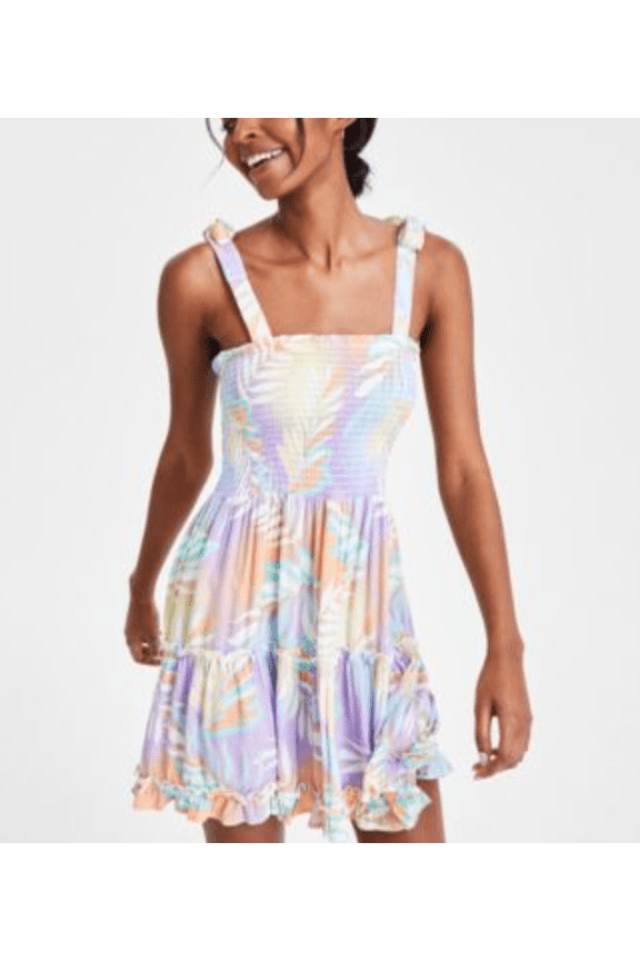 Juniors Smoked Printed Ruffle Crocus Petal, XS