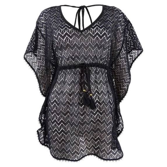 Miken Women's Plus Size Crochet Caftan Swim Top Cover-up - 0X