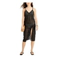 thumbnail image 1 of Miken Womens Juniors Animal Print Midi Dress Swim Cover-Up Black XS, 1 of 4