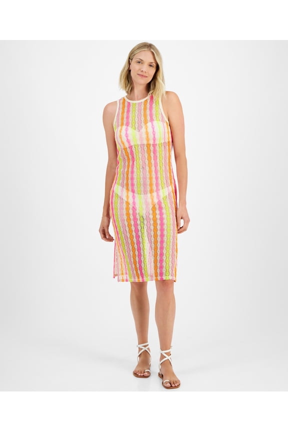 Womens Open Knit Sleeveless C Hot Pinkorangeyellow XS