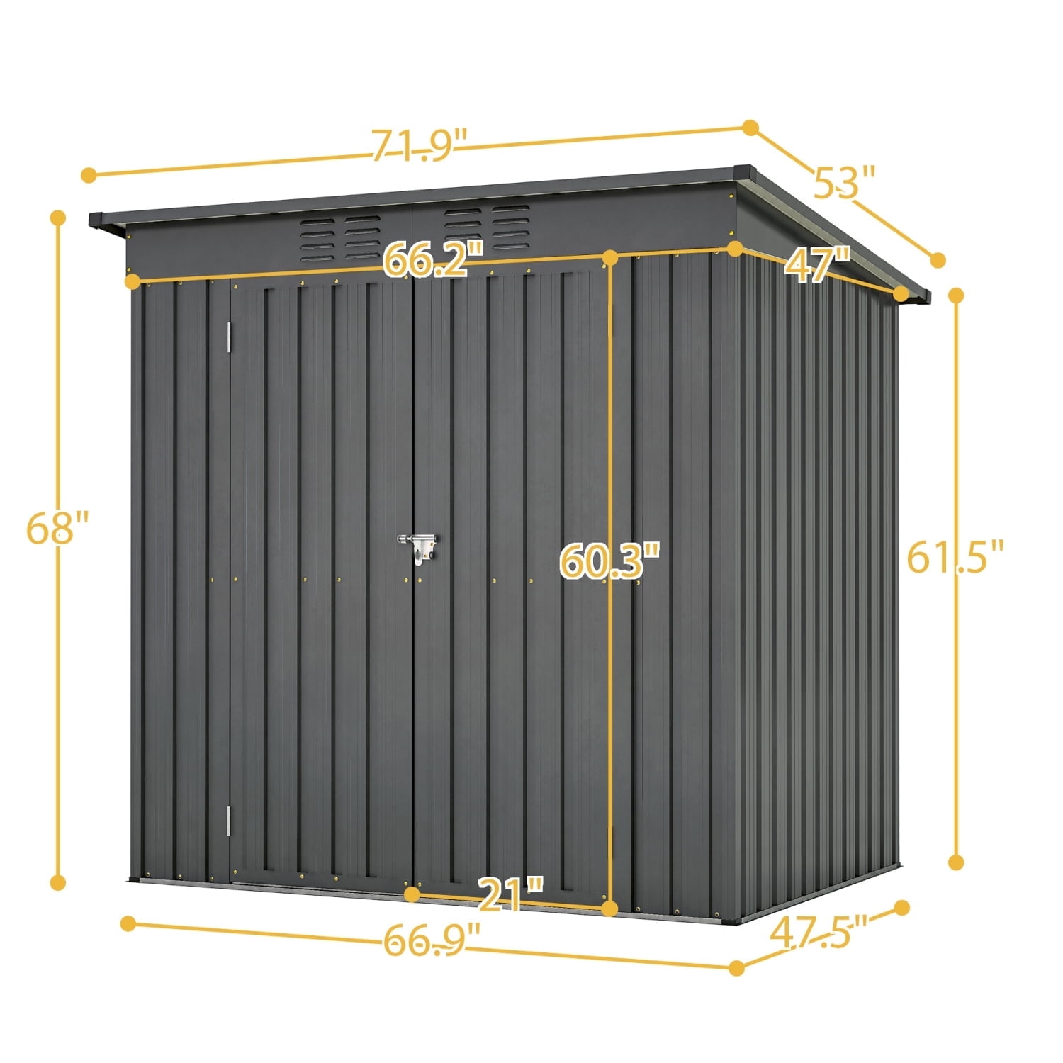 Black 6x4 ft Waterproof Metal Outdoor Storage Shed