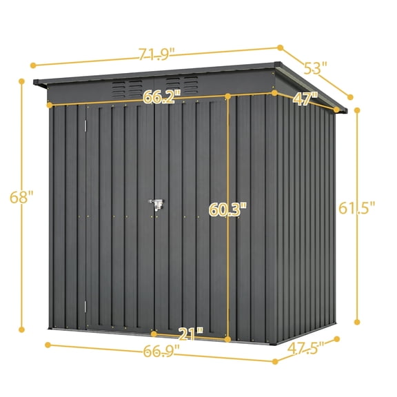 Mikeor Furniture 6 x 4 ft Outdoor Storage Shed, All Weather Tool Shed for Garden, Backyard, Lawn, Black C4B291